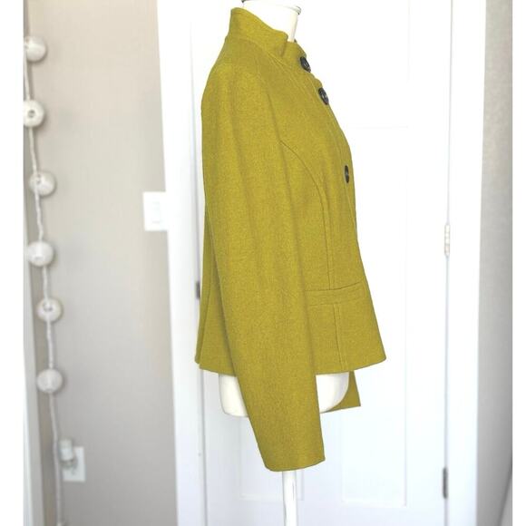 Boden 100% Wool 5 Button Lined Chartreuse Green Jacket Women's Size 10 - Picture 7 of 9